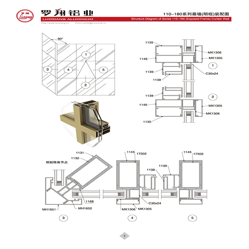 Glass curtain wall aluminum profile